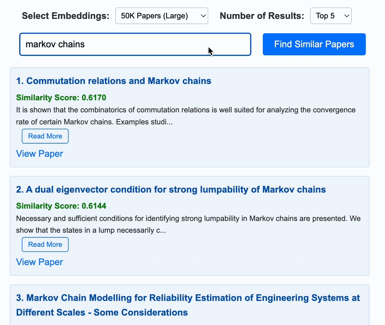 AI Paper Similarity Search App